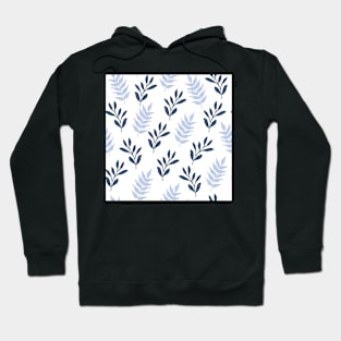 Blue Twigs and Leaf Pattern Hoodie